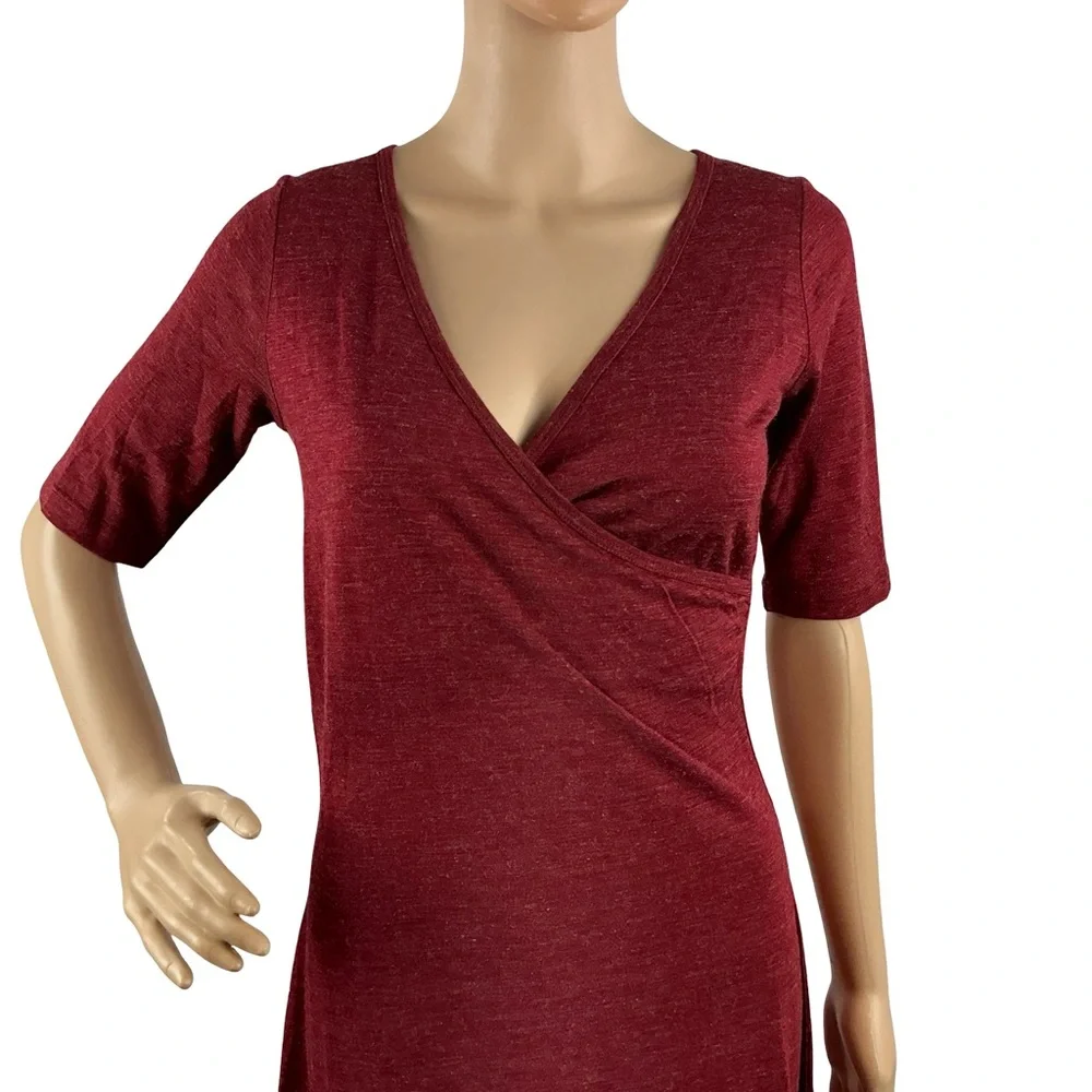 prAna Nadia Faux Wrap Wool Blend Dress Heathered Red Size XS - Picture 2 of 7